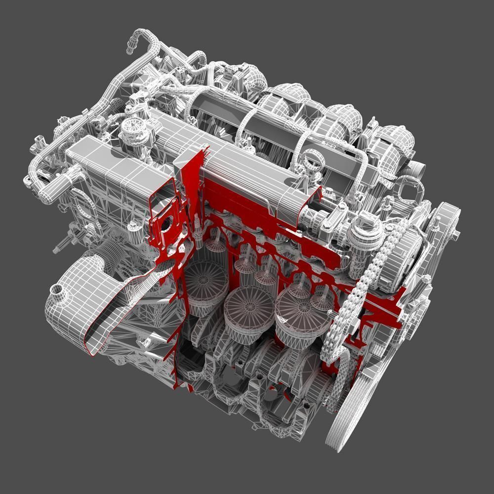 Car 4 Cylinder Engine Cutaway 3D model | CGTrader