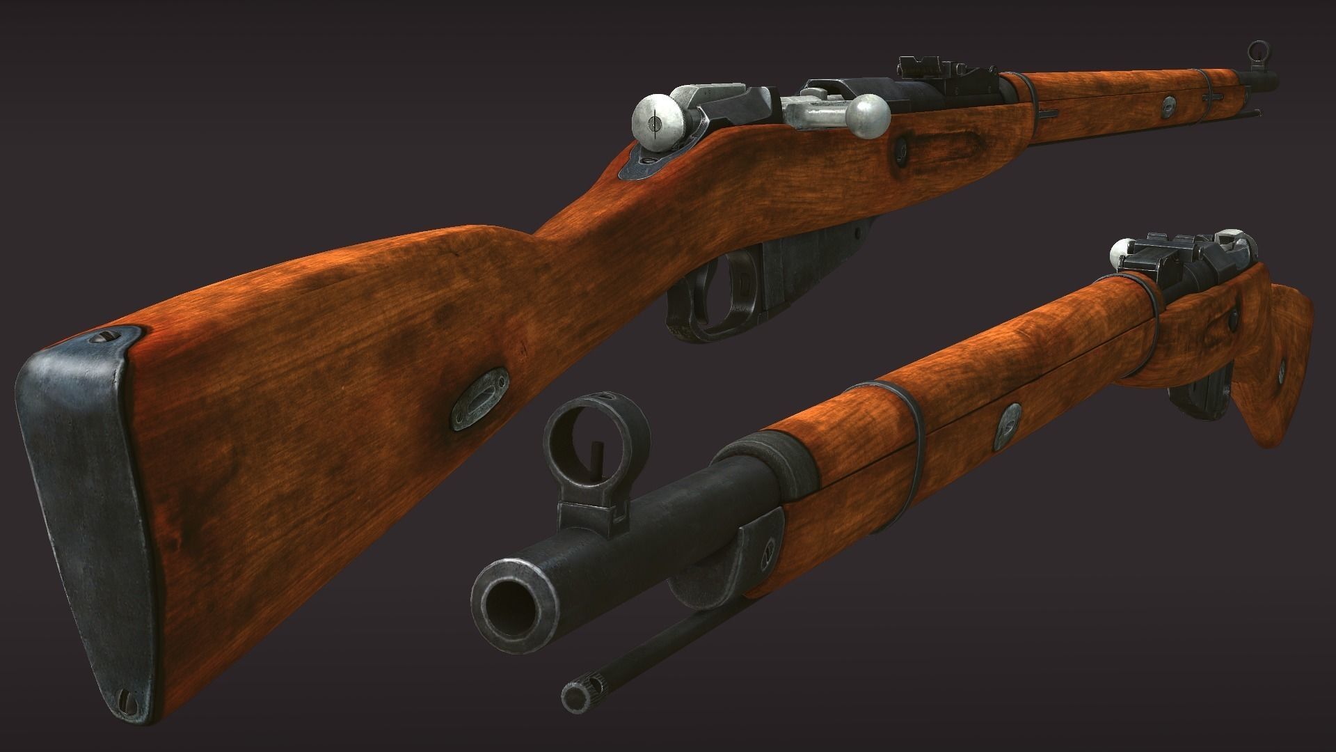 Mosin-Nagant two wooden rifles 3D model | CGTrader