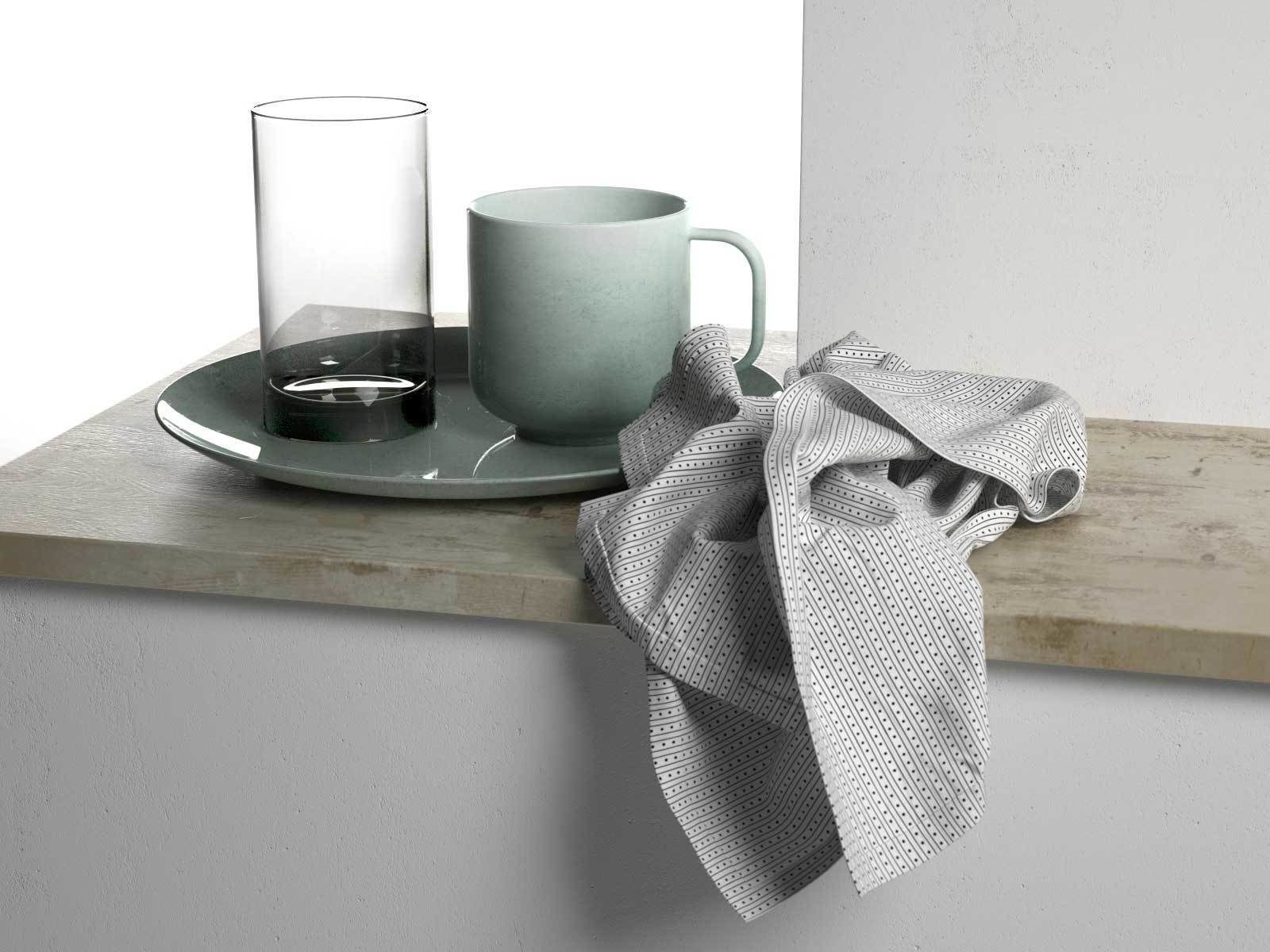 Plate with Cups and Towel