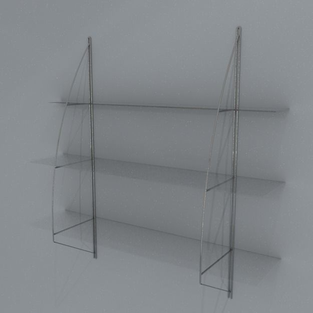 glass and chrome shelves 118cm wide