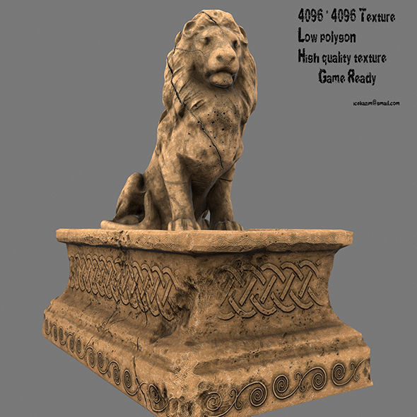 Lion Statue Low-poly 3D model