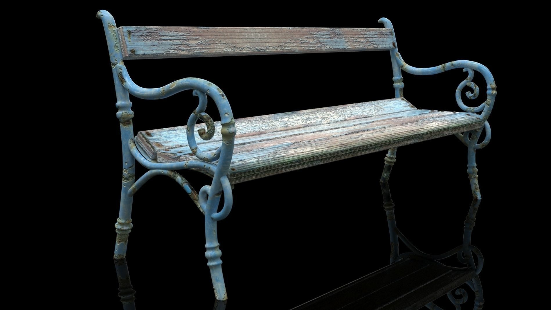 Realistic Old Textured Bench