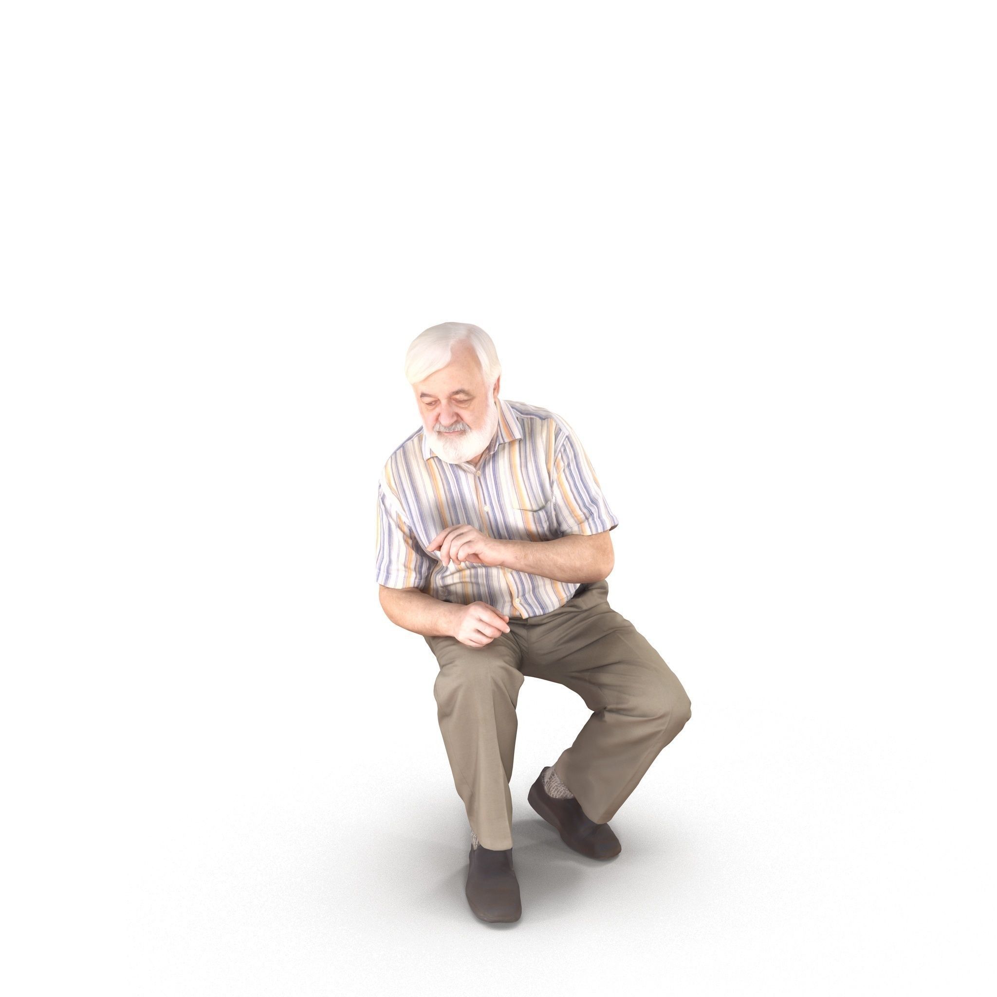 Oldman Reading Low-poly 3D model
