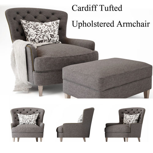 Cardiff Blair Tufted Upholstered Armchair Model Max Obj Mtl
