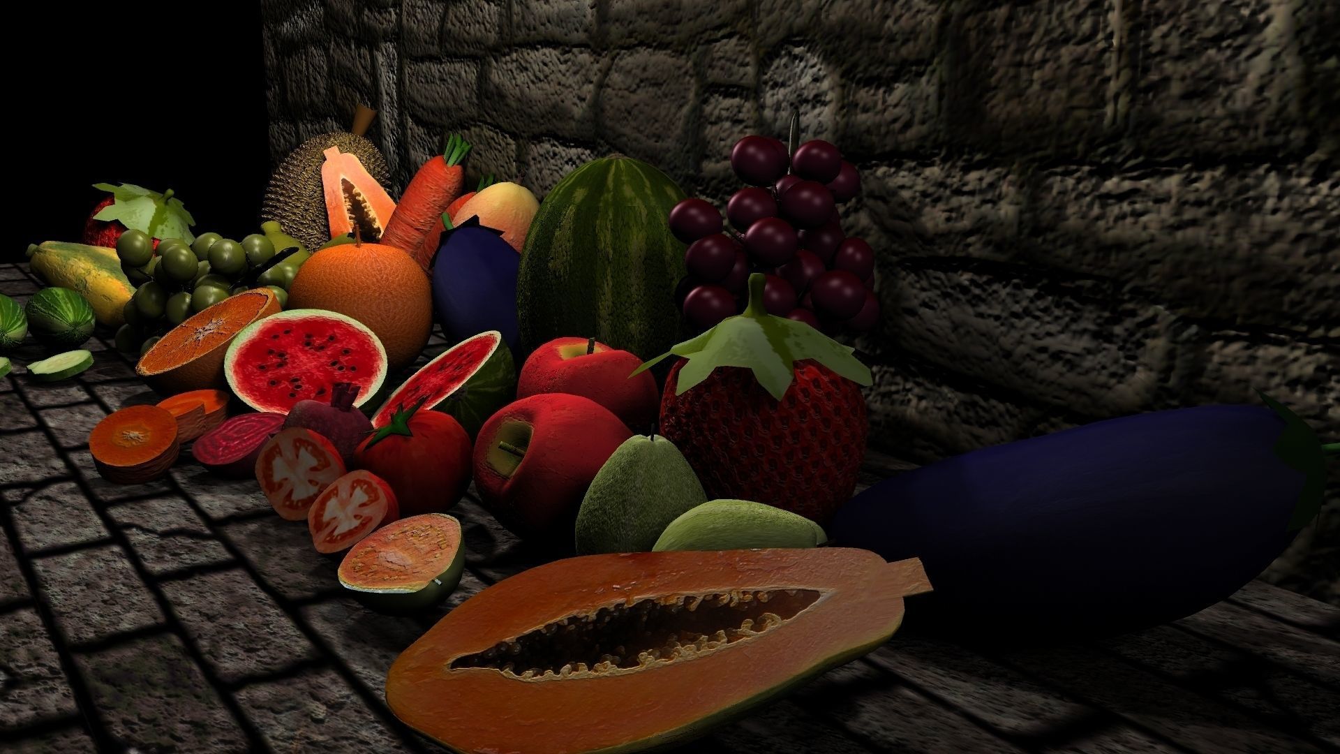 Low poly Fruit and Vegetable Low-poly 3D model