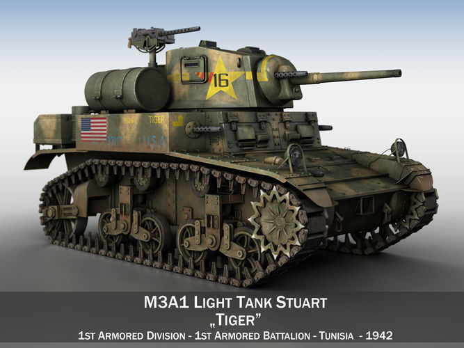 M3A1 Light Tank Stuart - Tiger 3D model