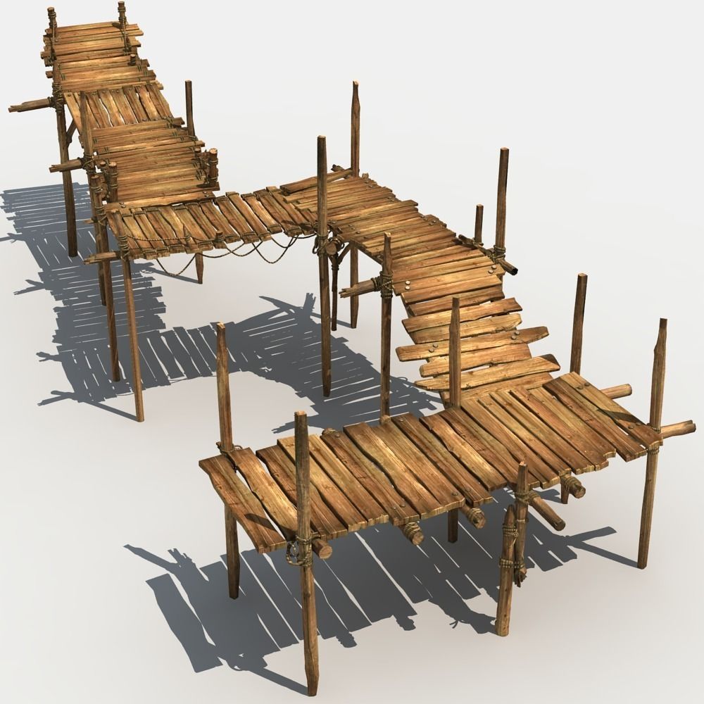 3d Model Old Wooden Bridge 01 Cgtrader