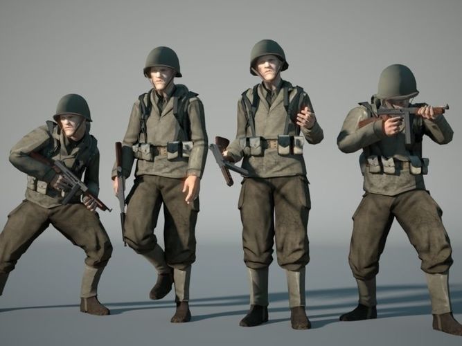 3D model Lego WW2 Soldiers VR / AR / low-poly rigged