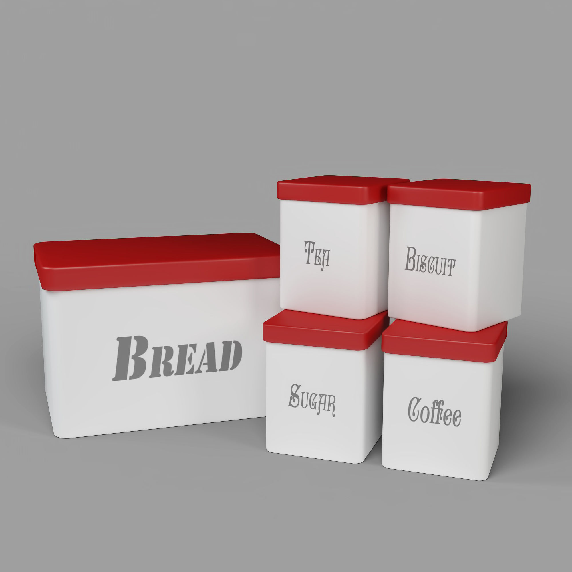 Kitchen Container Set Bread Bin Tea Coffee 3d Model 1 Kitchen Container Set Bread Bin Tea Coffee Sugar Biscuit 3d Model