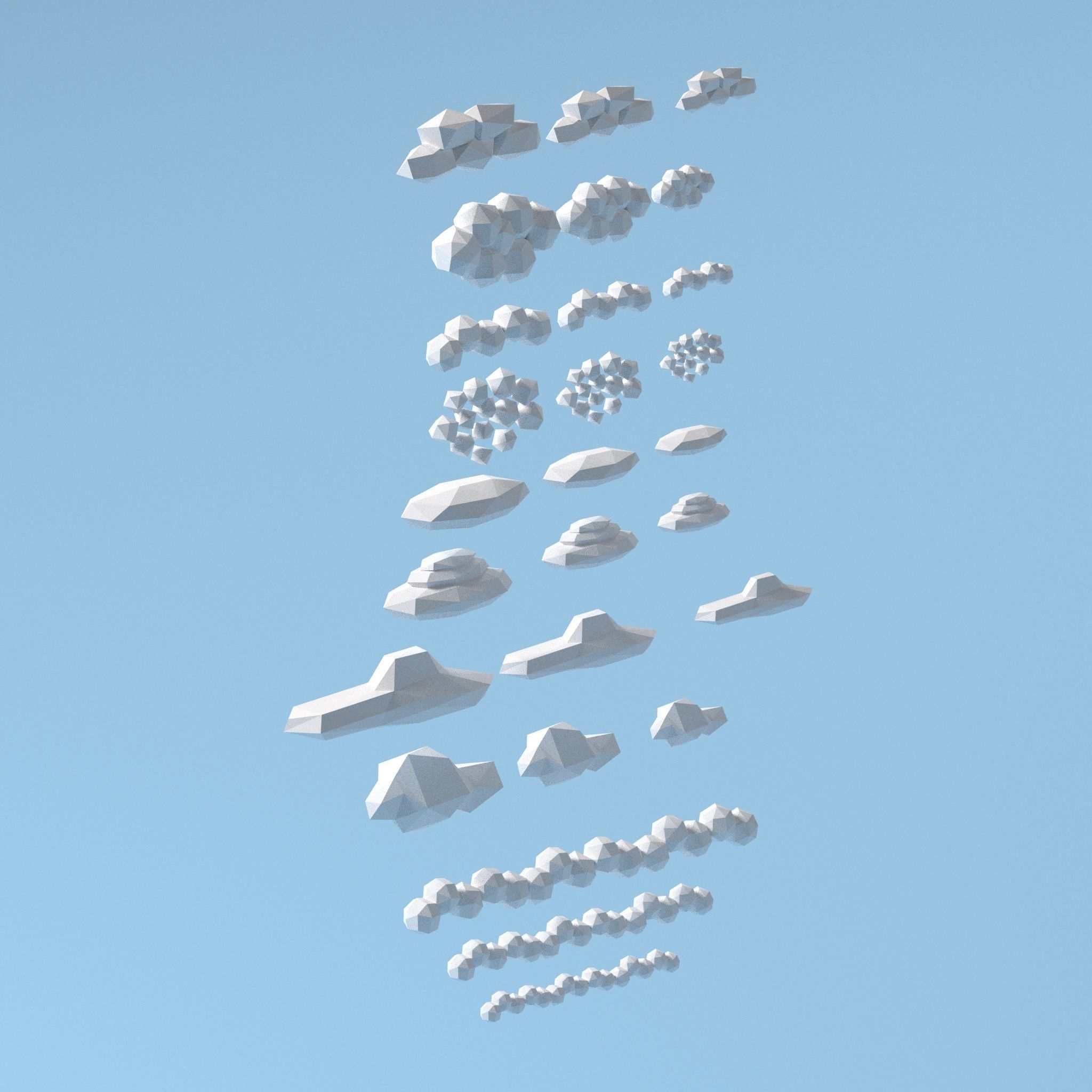 3D model Low Poly Clouds pack VR / AR / low-poly | CGTrader