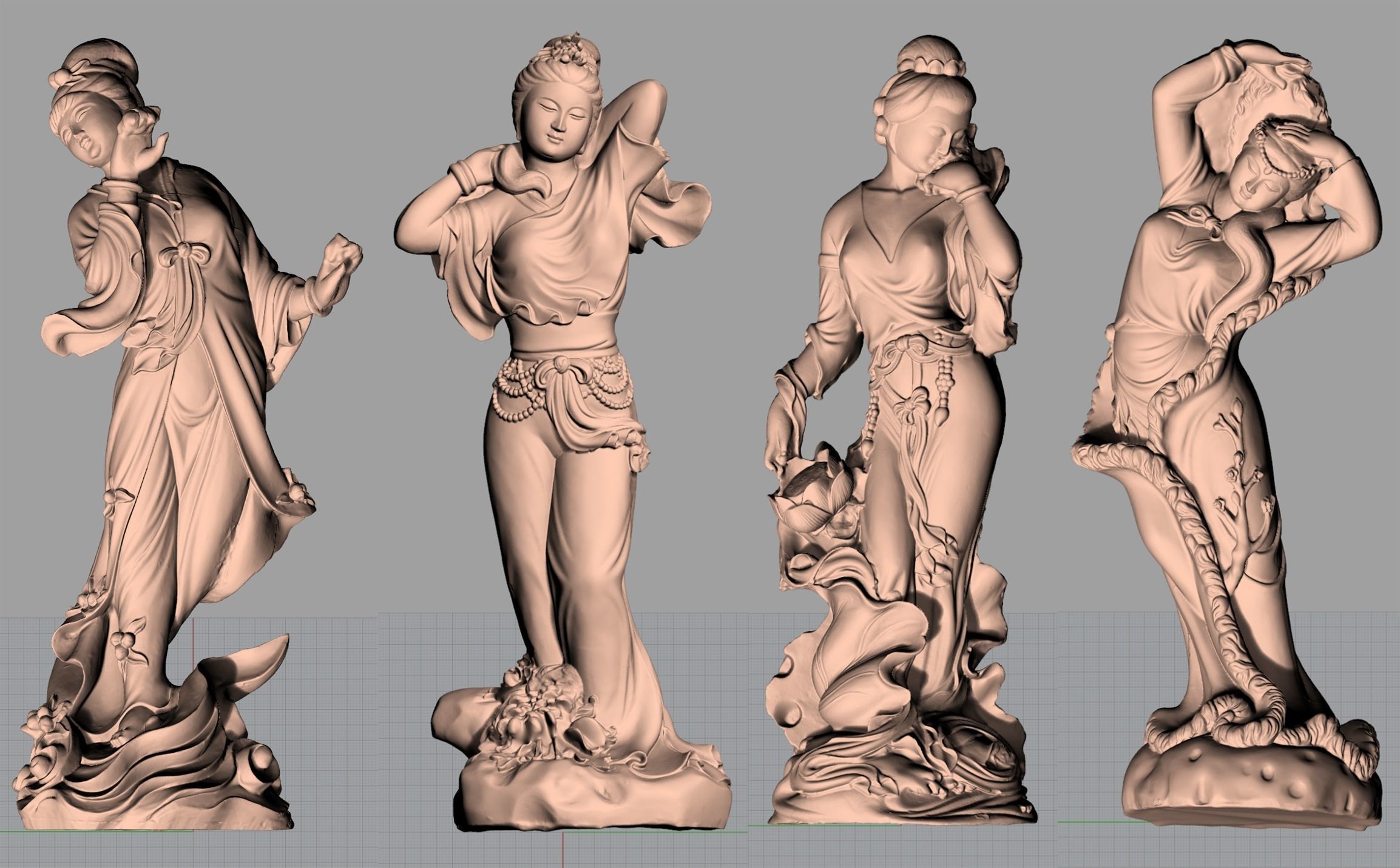 Modern Sculpture Model Four beautiful women 014 3D