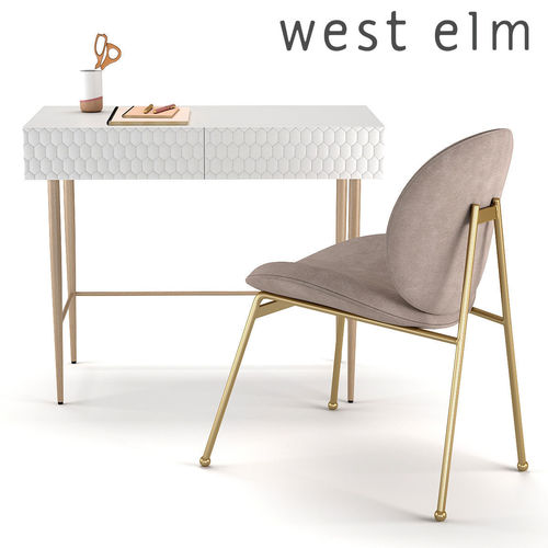 West Elm Audrey Mini Desk And Jane Dining Chair 3d Model