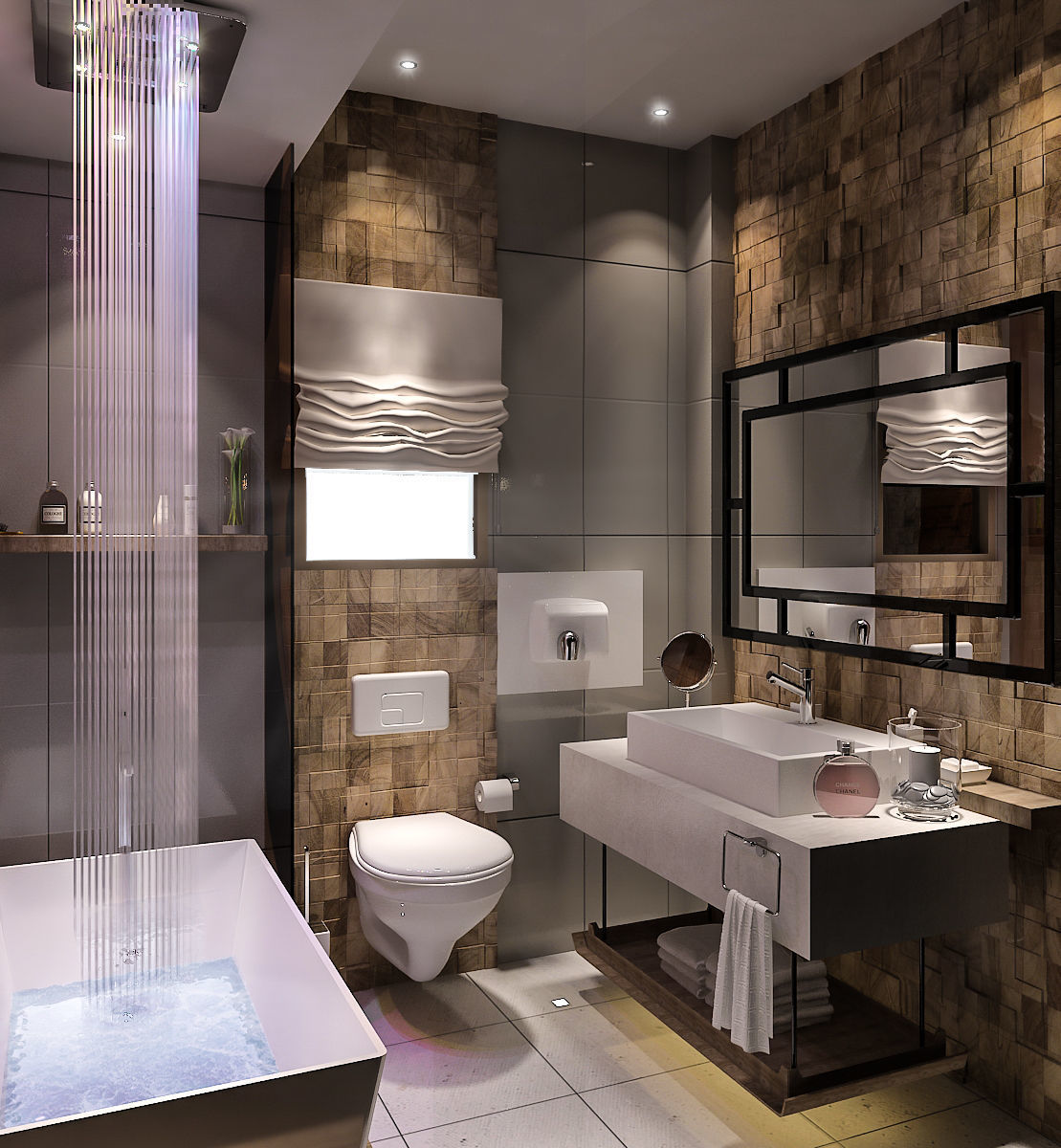 Bathroom Modern desing with stone walls 3D model Bathroom Modern desing with stone walls 3D model on Model Bathroom
id=60444