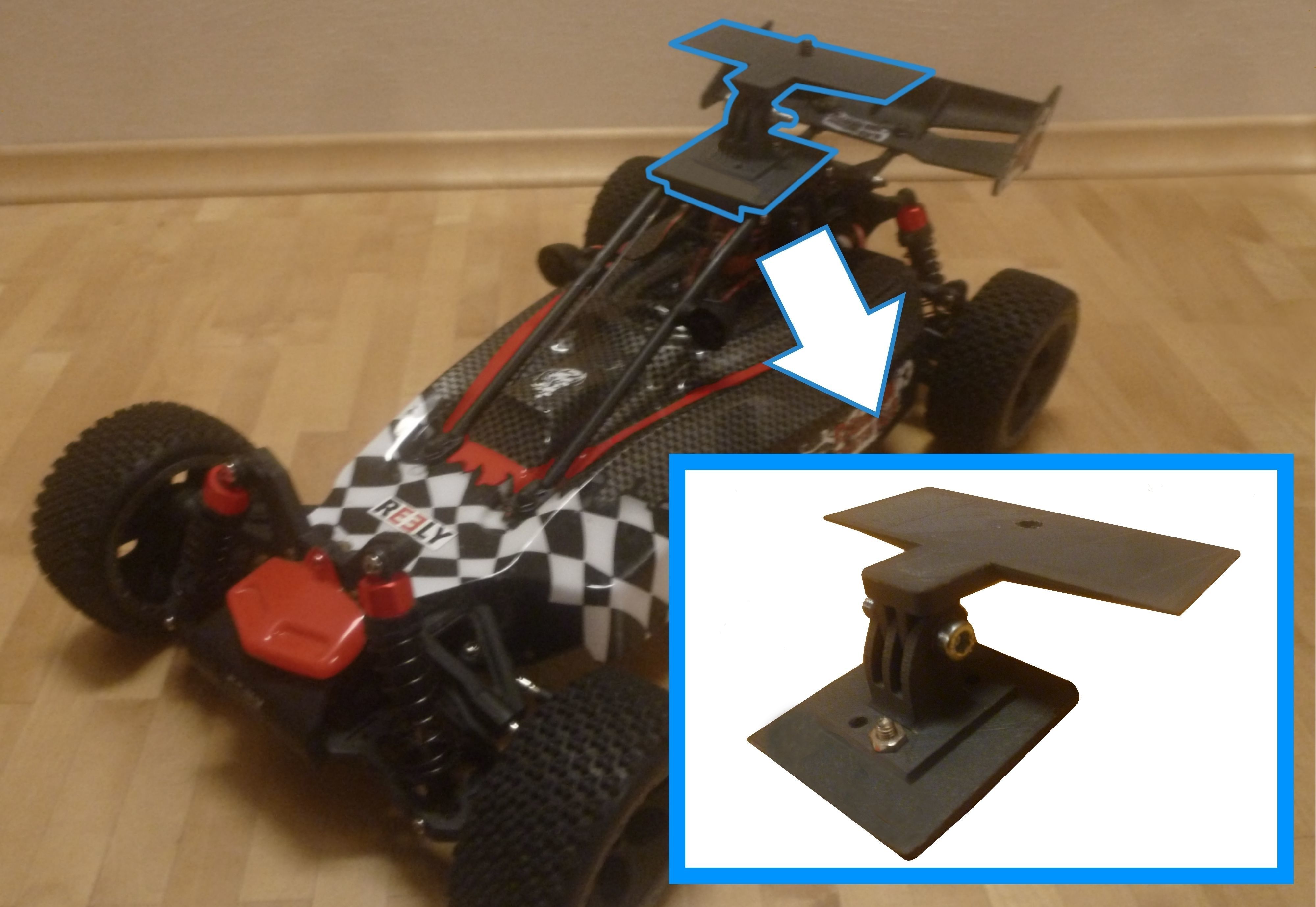 GoPro or camera rc car mount for REELY Carbon Fighter Evo 3D model 3D