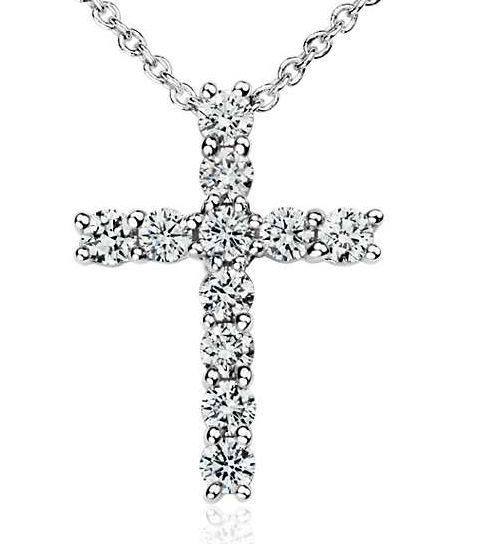 Diamond Cross pendant Size large 5mm diamonds 3D print model 3D print model