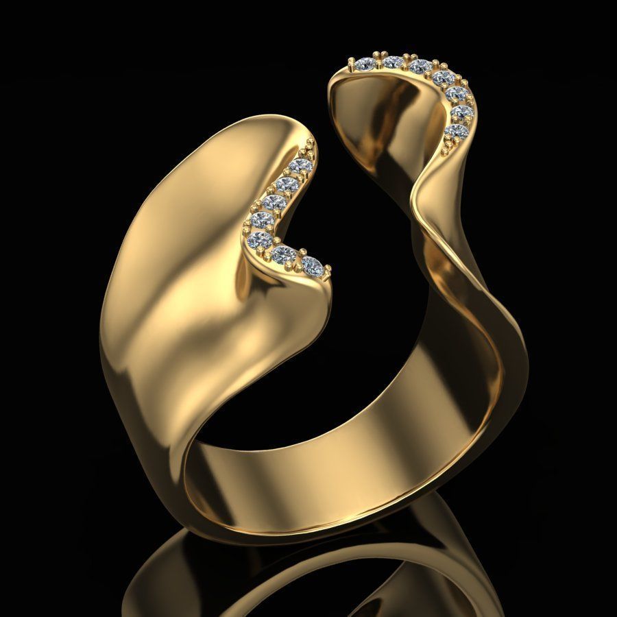 Fashion design ring with diamonds 3D print model