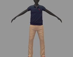 grey polo green pants sneakers 3D model 
