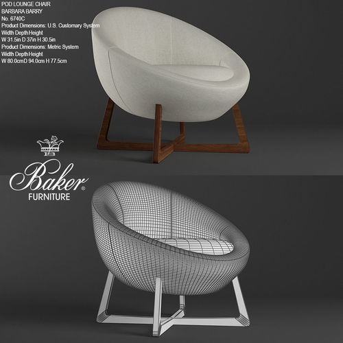 Pod Lounge Chair Barbara Barry No 6740c 3d Model