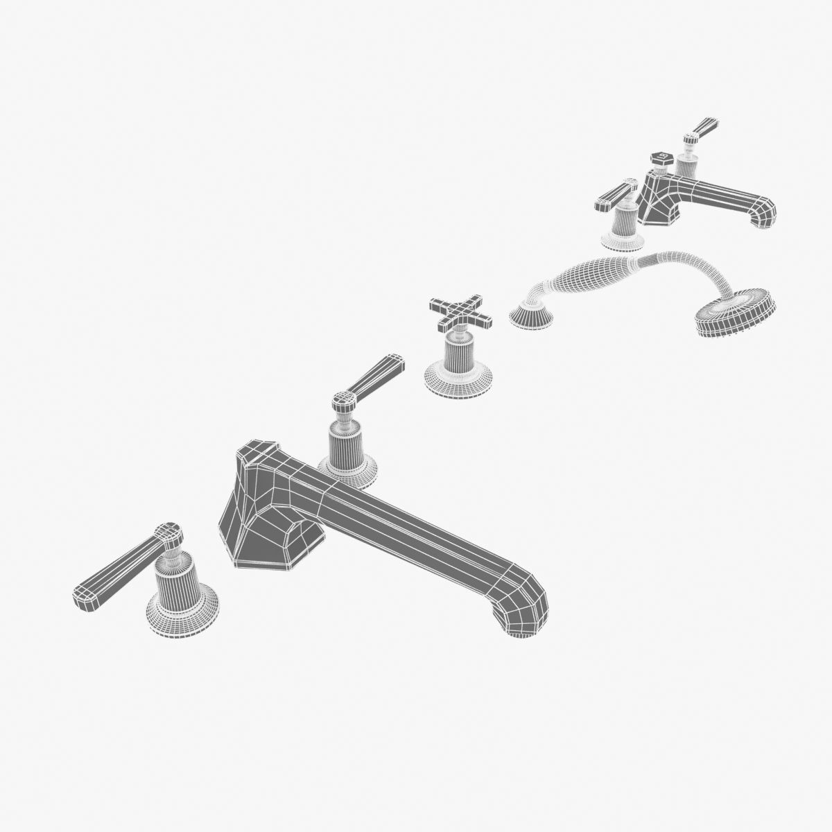 Lefroy Brooks Mackintosh lever 5hole bath tap set 3D model CGTrader