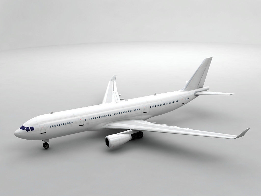  Airbus A330-200 Airliner - Generic White Low-poly  3D model