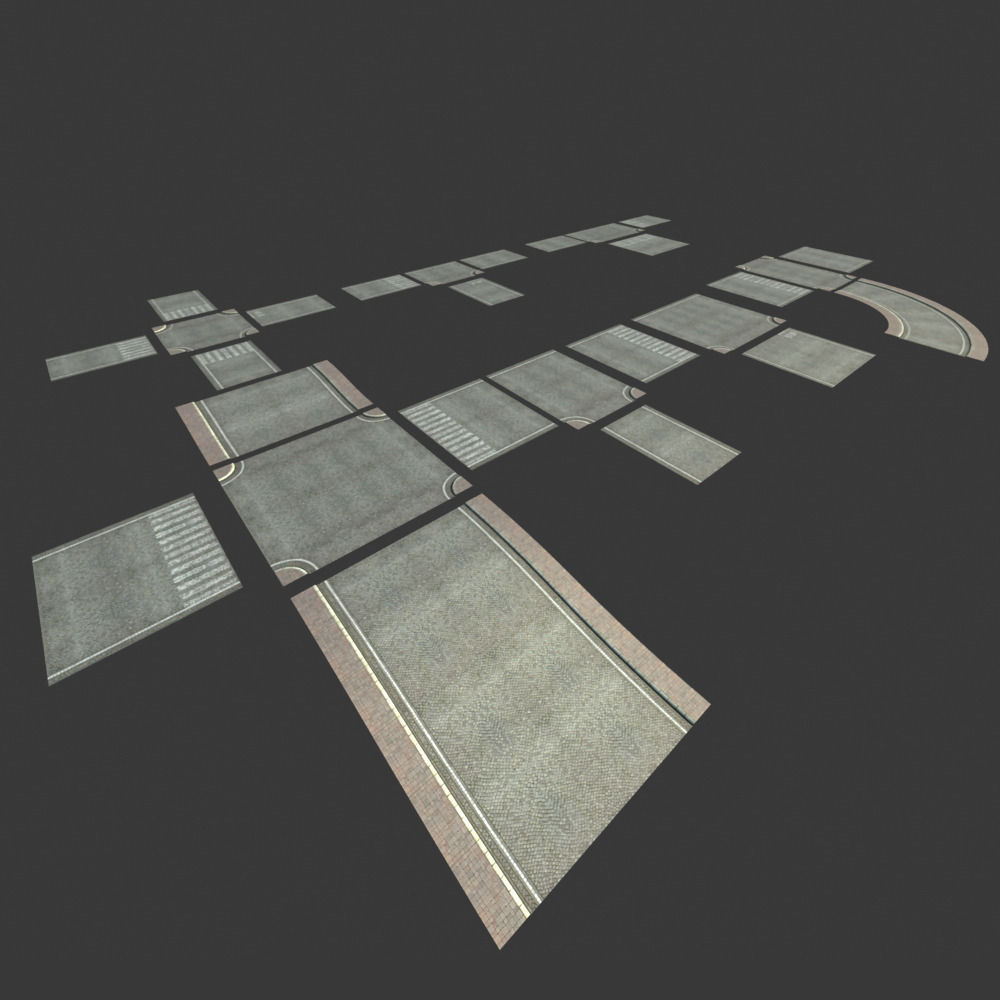 3D model Modular Streets Pavement VR / AR / low-poly | CGTrader