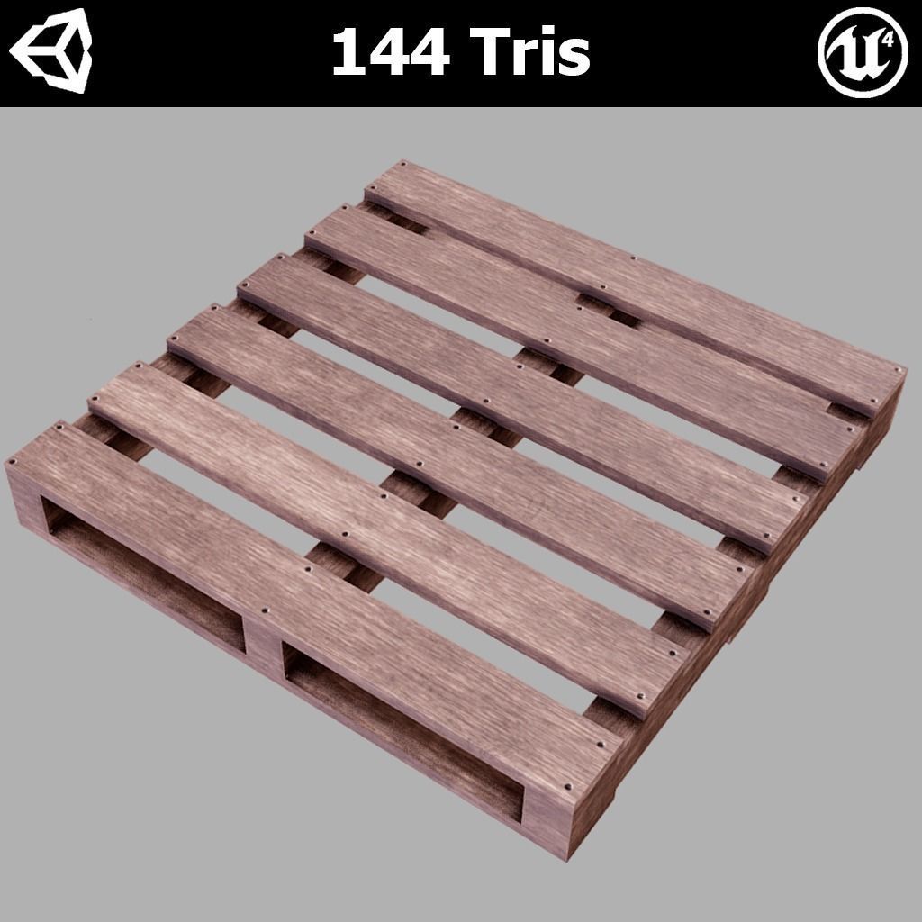 Wooden pallet PBR Game-Ready Low-poly 3D model