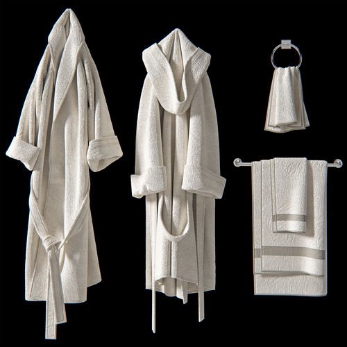 Bath set 2 3D model linen hooded robe 3D model CGTrader