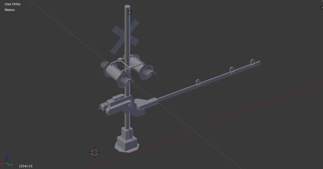 Level crossing Railroad crossing with lights US Railway 3D model