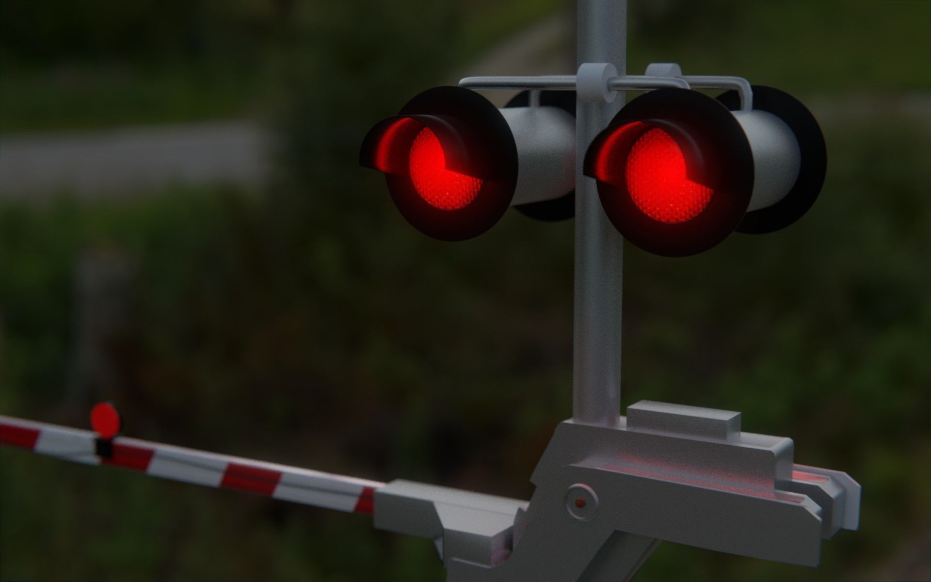 Level crossing Railroad crossing with lights US Railway 3D model