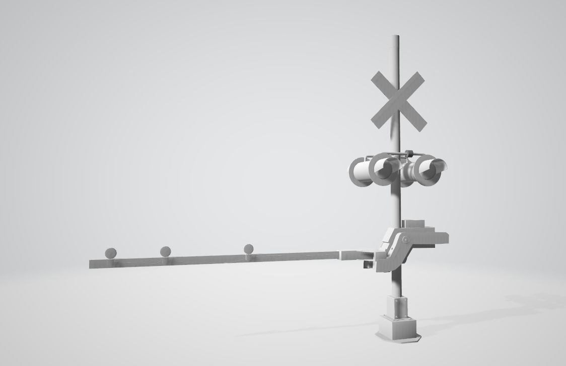 Level crossing Railroad crossing with lights US Railway 3D model
