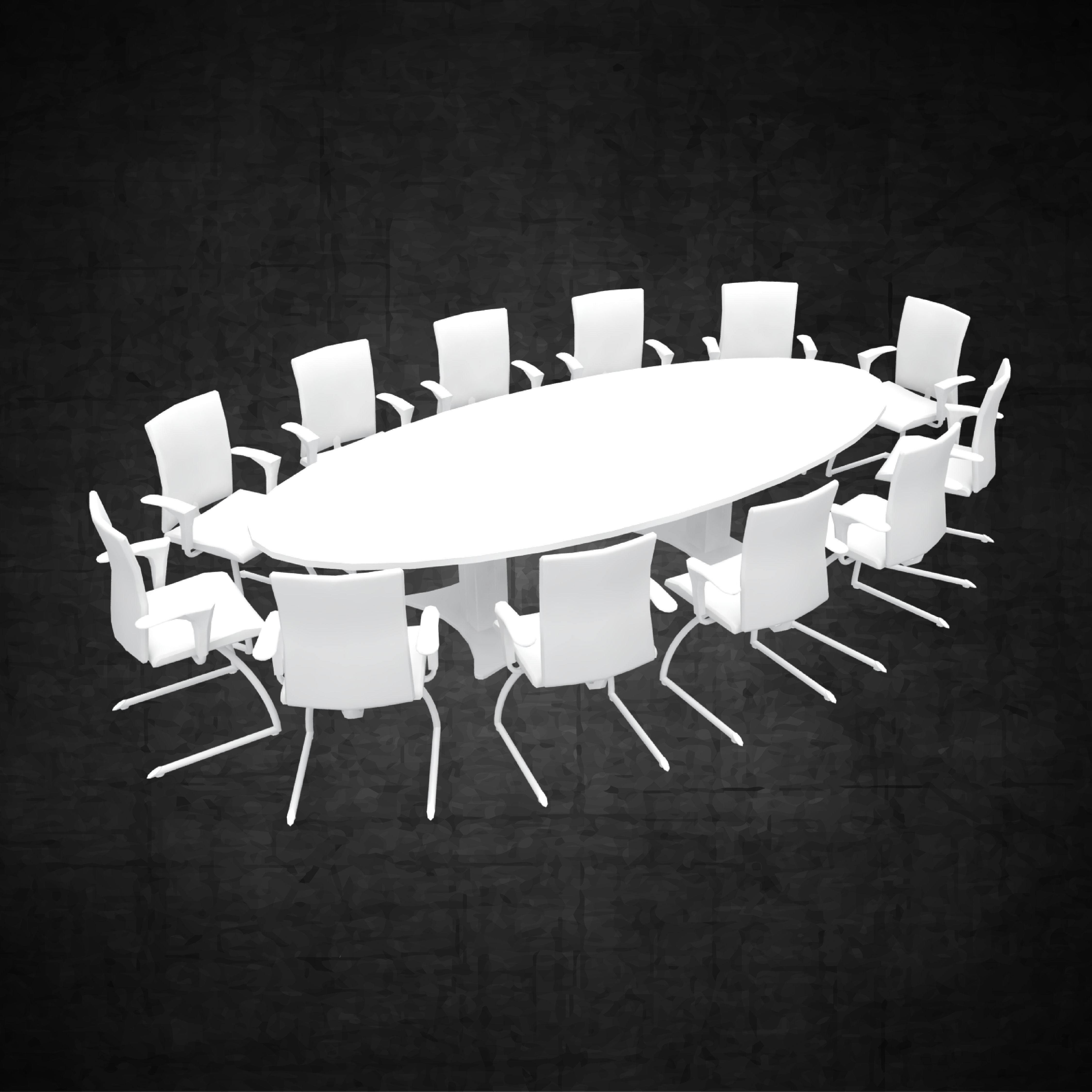 Conference table large office furniture space planning Low-poly 3D model