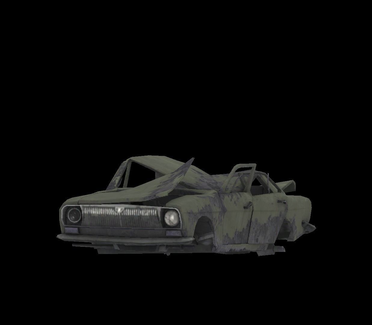 Low Poly Wrecked Car Game Ready