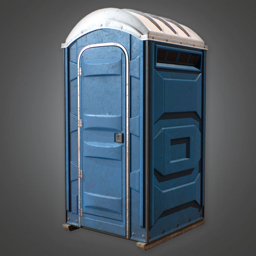 3D model CON Porta Potty with Interior Construction PBR Game Ready