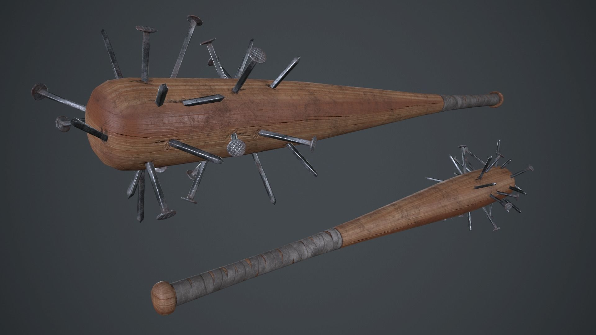 3D model Baseball Bat Weapon With Metal Nails PBR Game Ready VR / AR