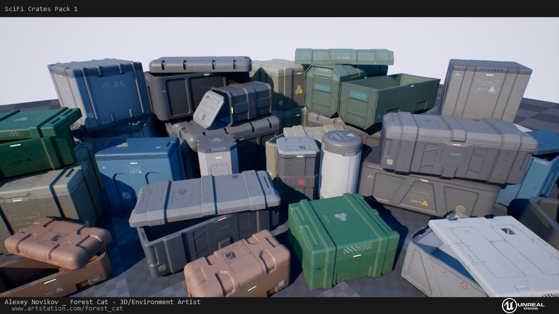 SciFi Crates Pack 1 Unity UE4 Low Poly Game Ready Low-poly 3D model