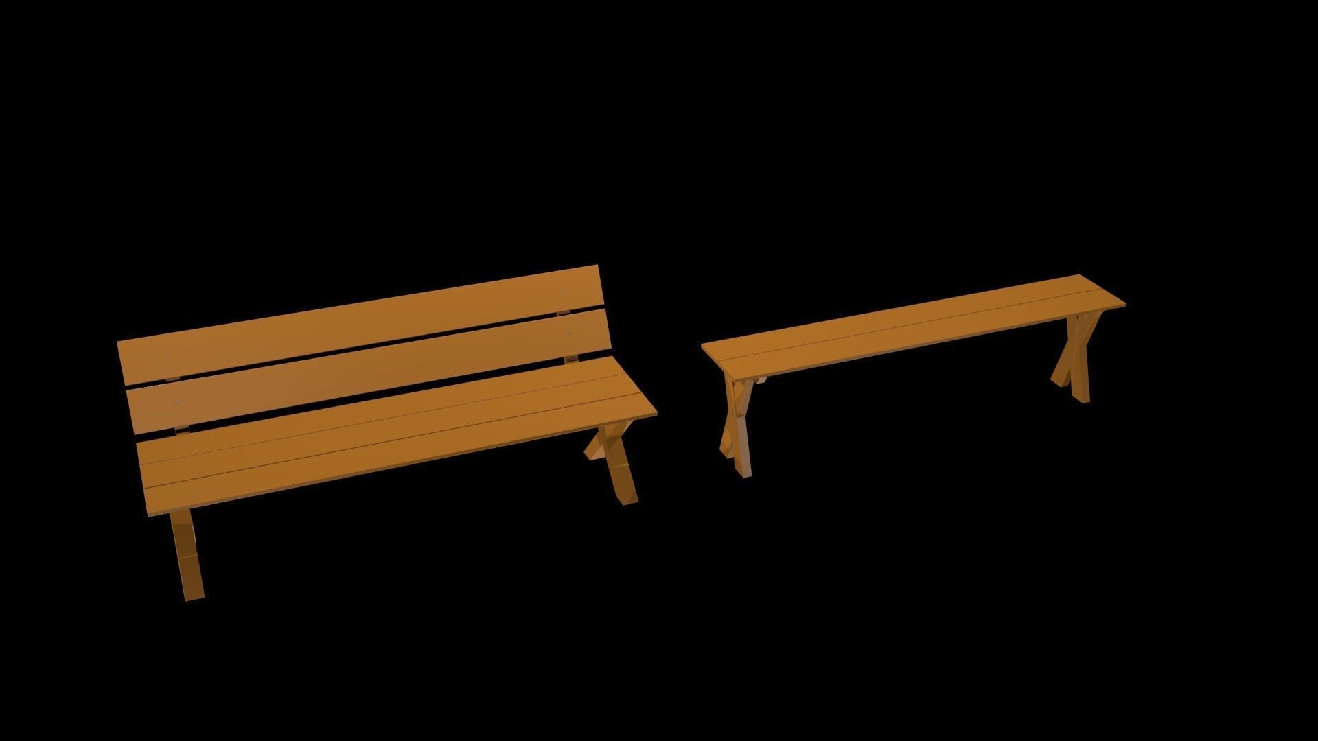 3d Asset Low Poly Benches Cgtrader