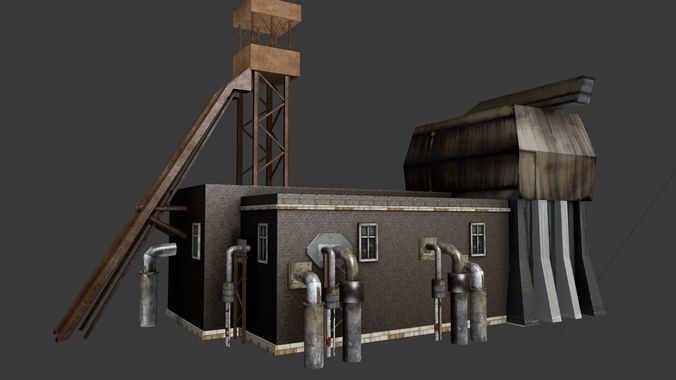 industrial building Low-poly 3D model