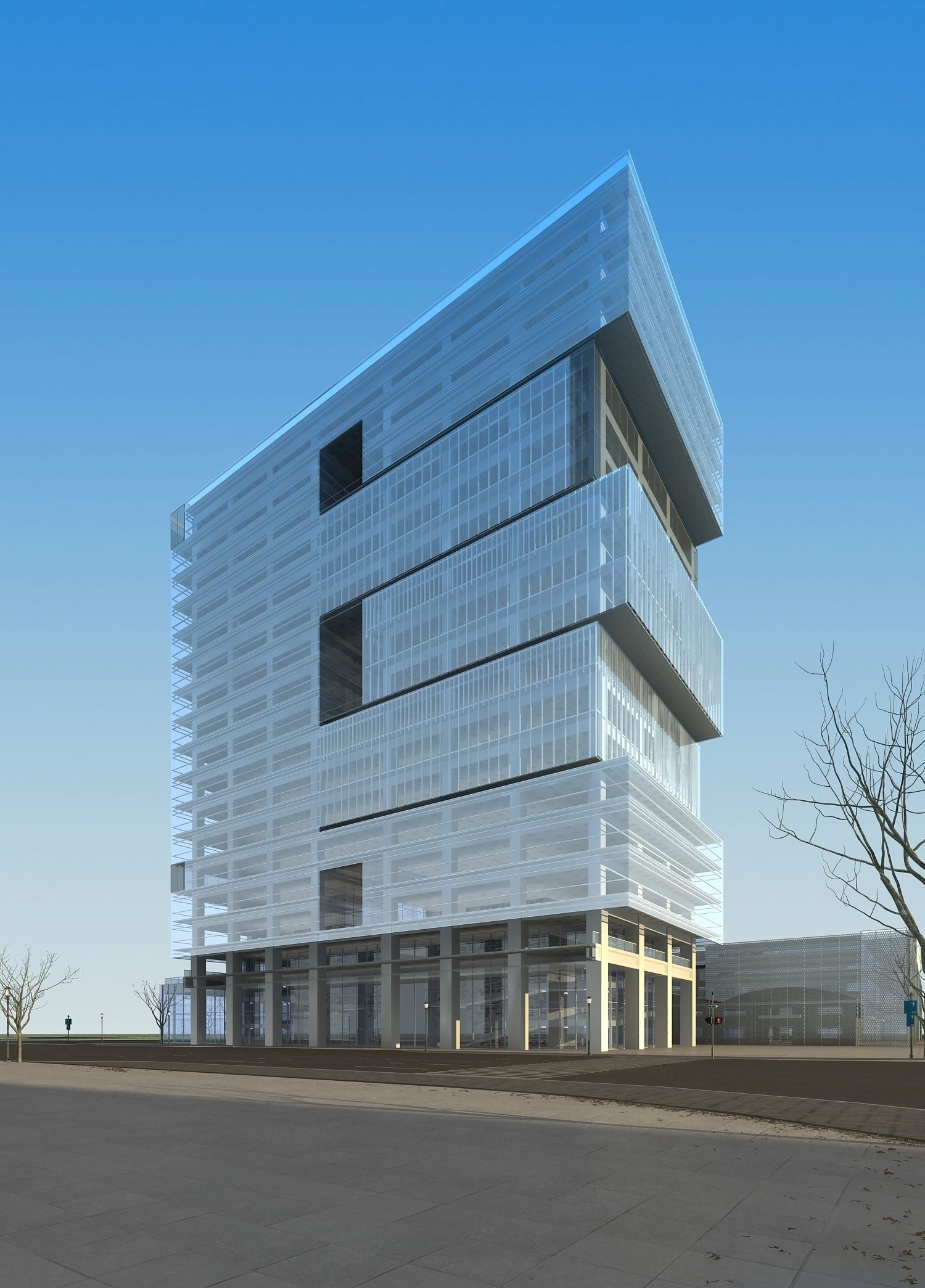 Modern Commercial Building Design 3d Model Max 