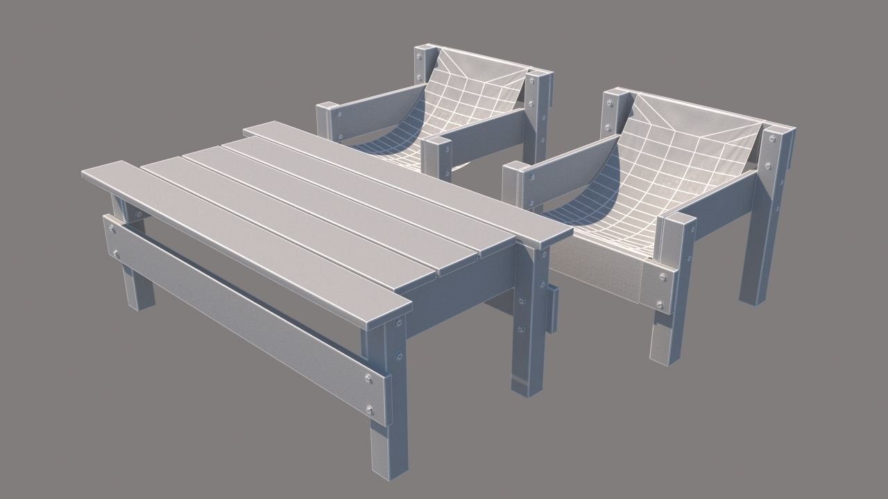 3D model outdoor furniture collection model VR / AR / lowpoly CGTrader