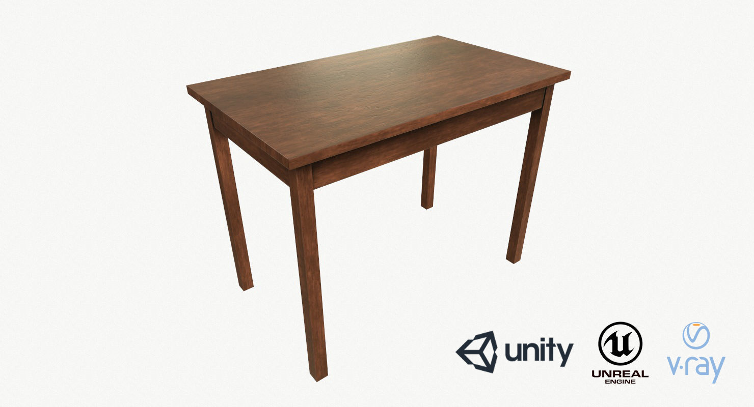 Wood Table Low Poly PBR Game Ready Asset Low-poly 3D model