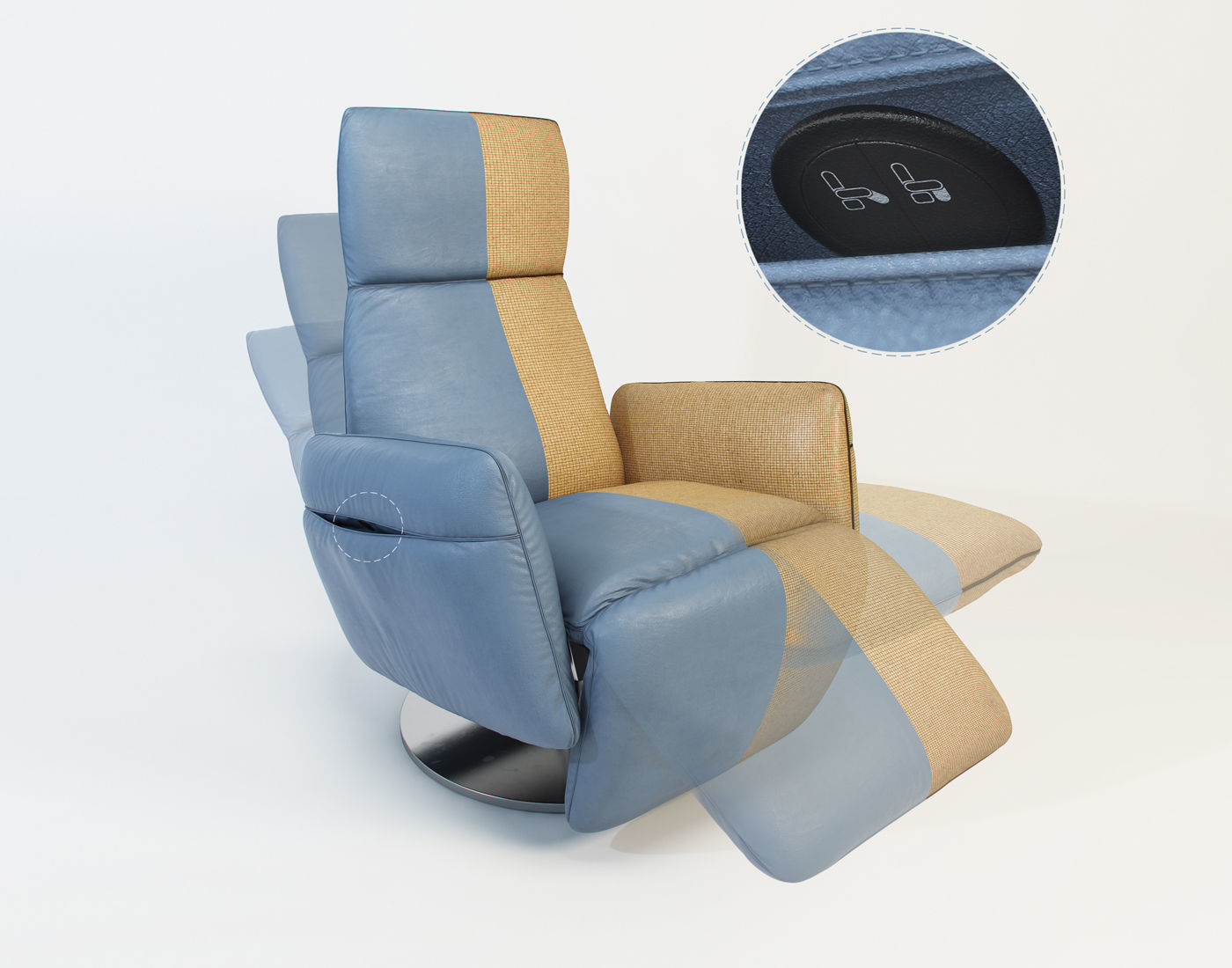 POLTRONA FRAU Pillow armchair 3 different positions 3D