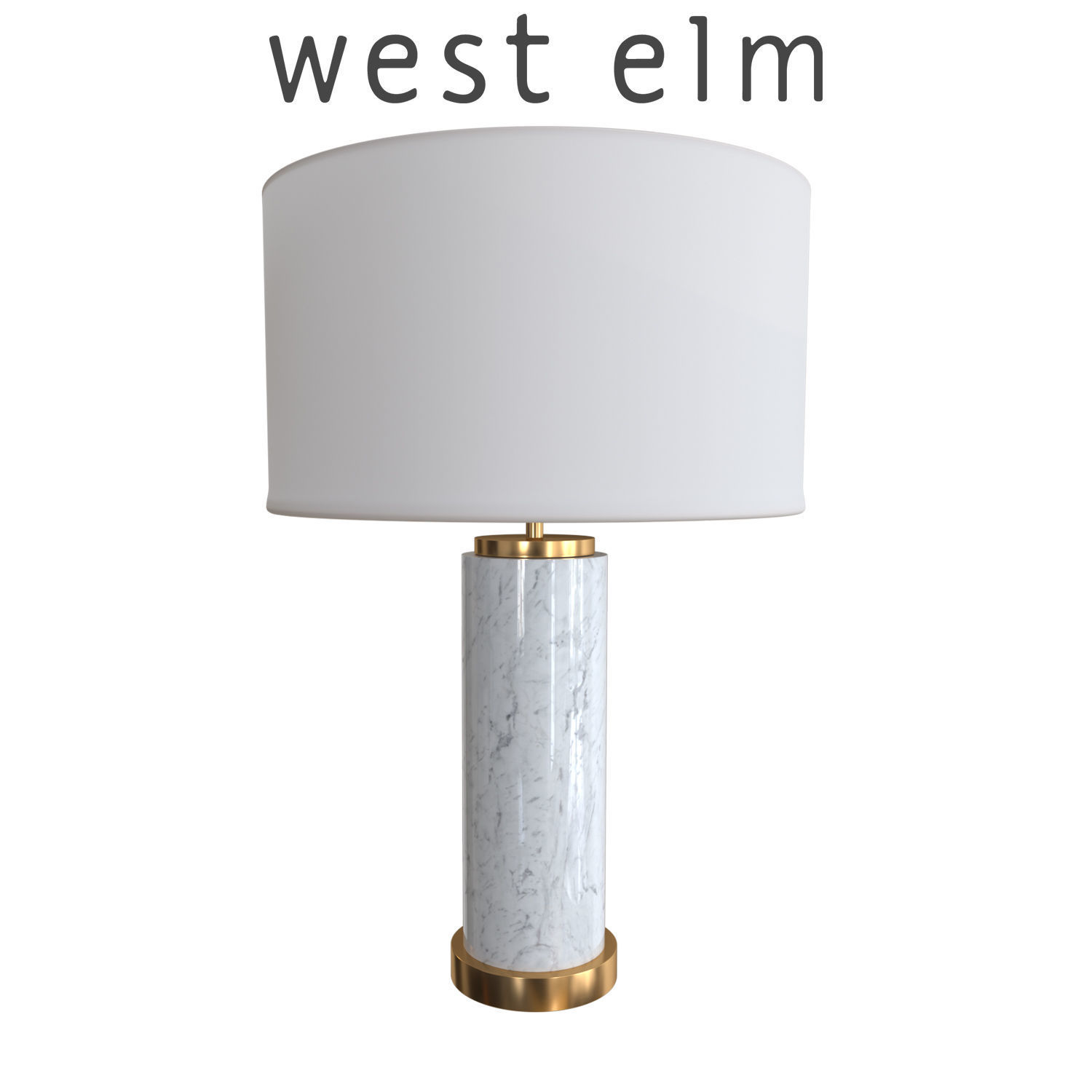 West Elm Pillar Table Lamp Marble 3d Model