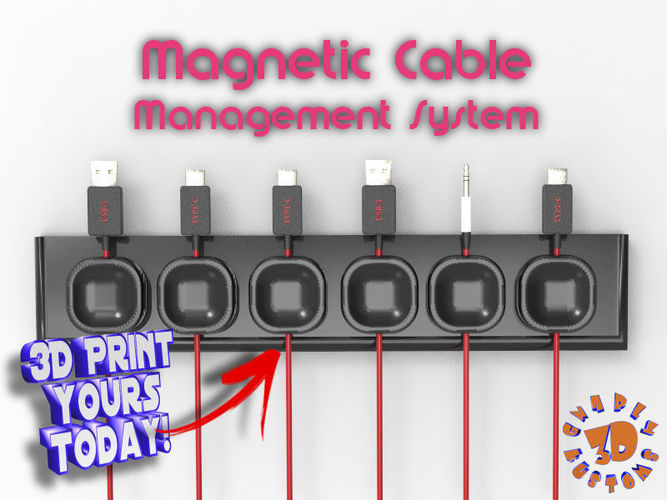 Magnetic Cable Management System 3D model 3D printable | CGTrader