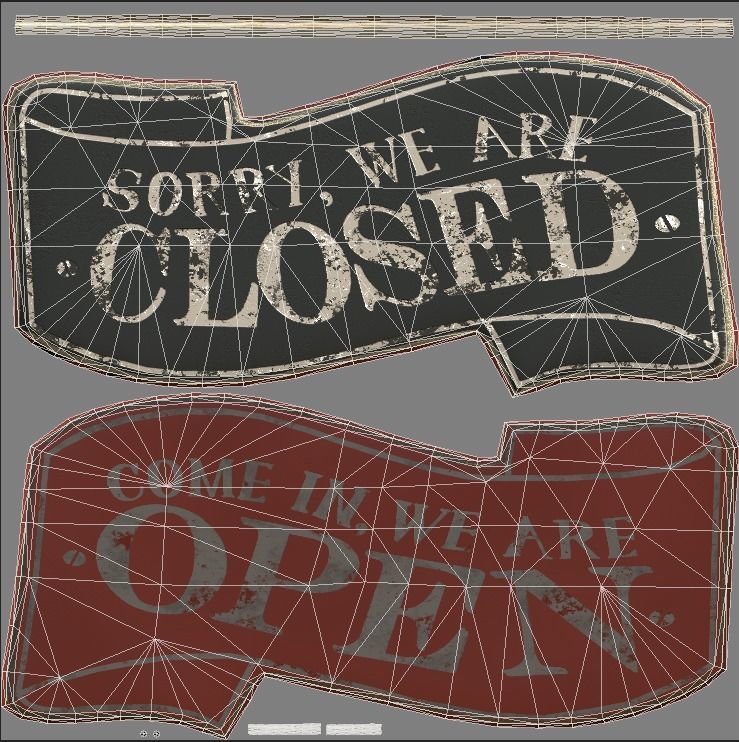 3D model Open-Closed Sign - Vintage Open-Closed Sign - Red and Black ...