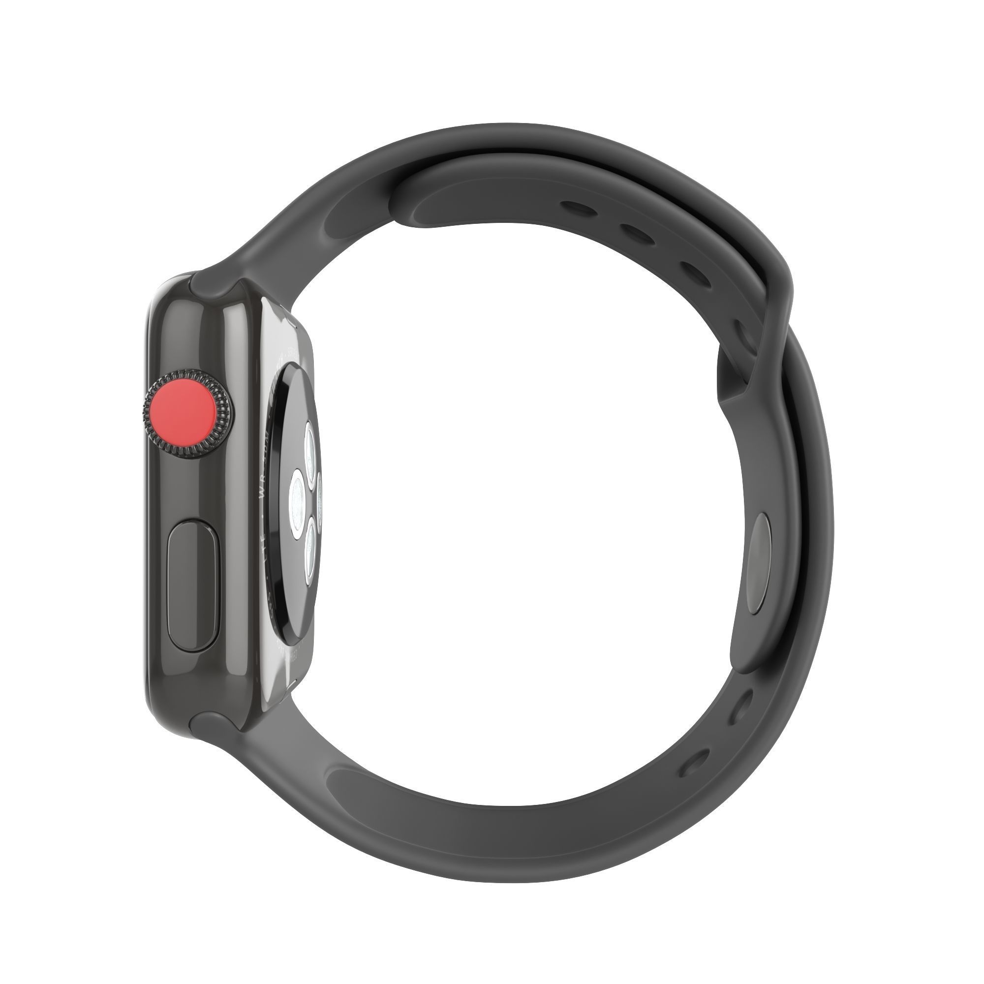 Apple Watch Edition Series 3 42mm with Sport Band Ceramic Black 3D model_2