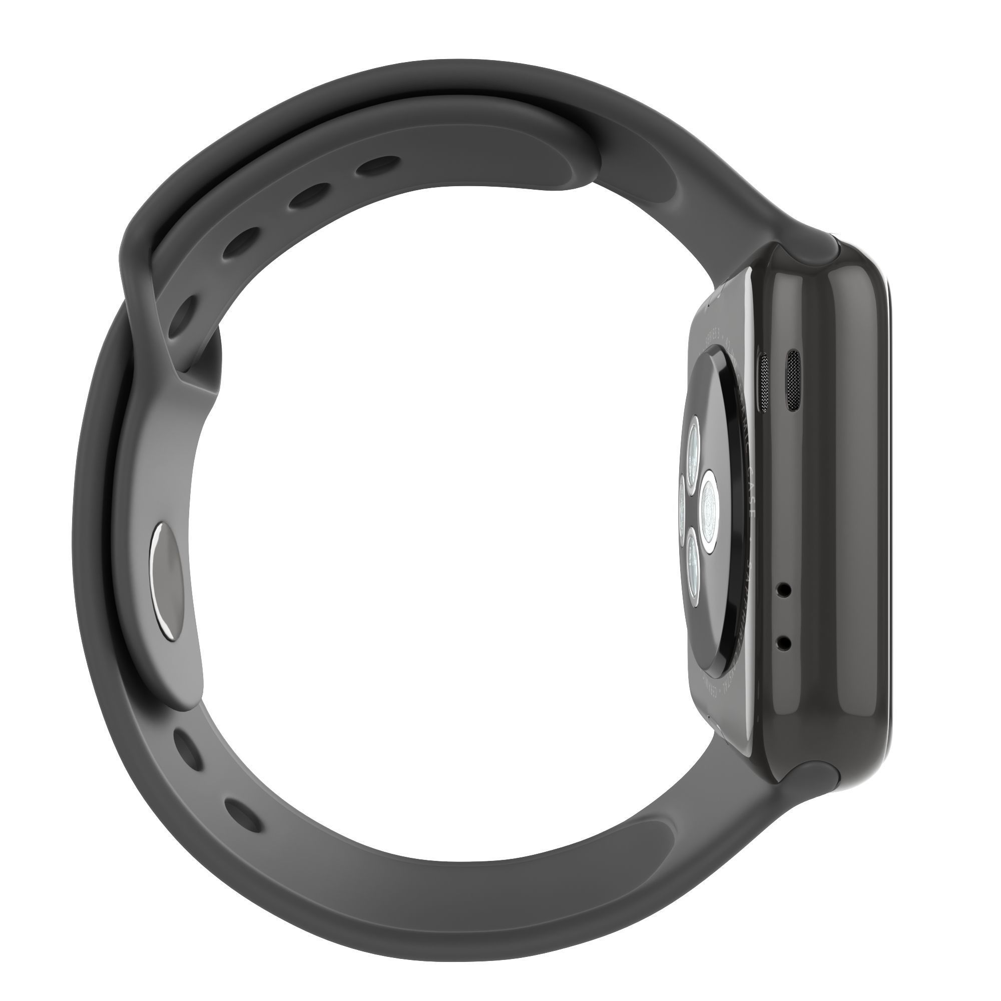 Apple Watch Edition Series 3 42mm with Sport Band Ceramic Black 3D model_5