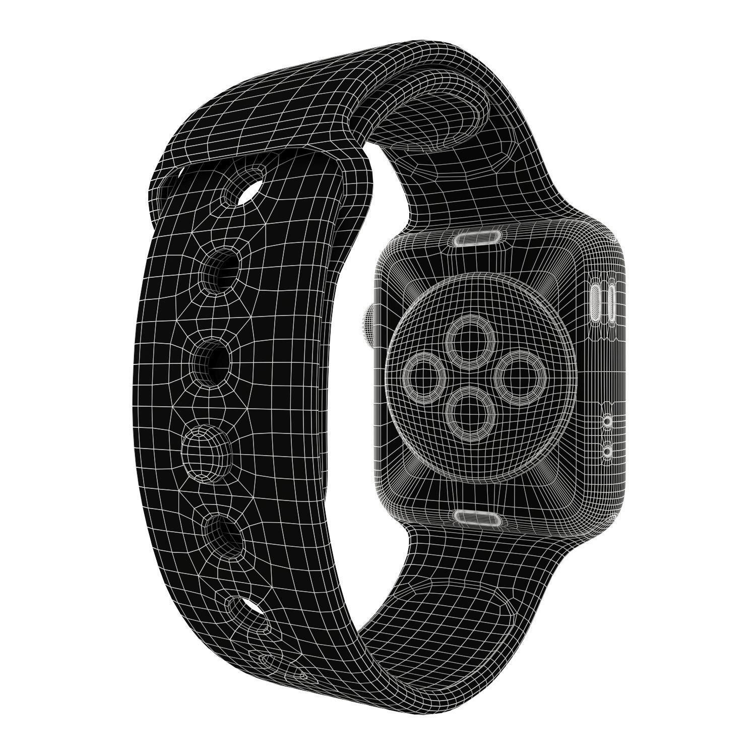 Apple Watch Edition Series 3 42mm with Sport Band Ceramic Black 3D model_11