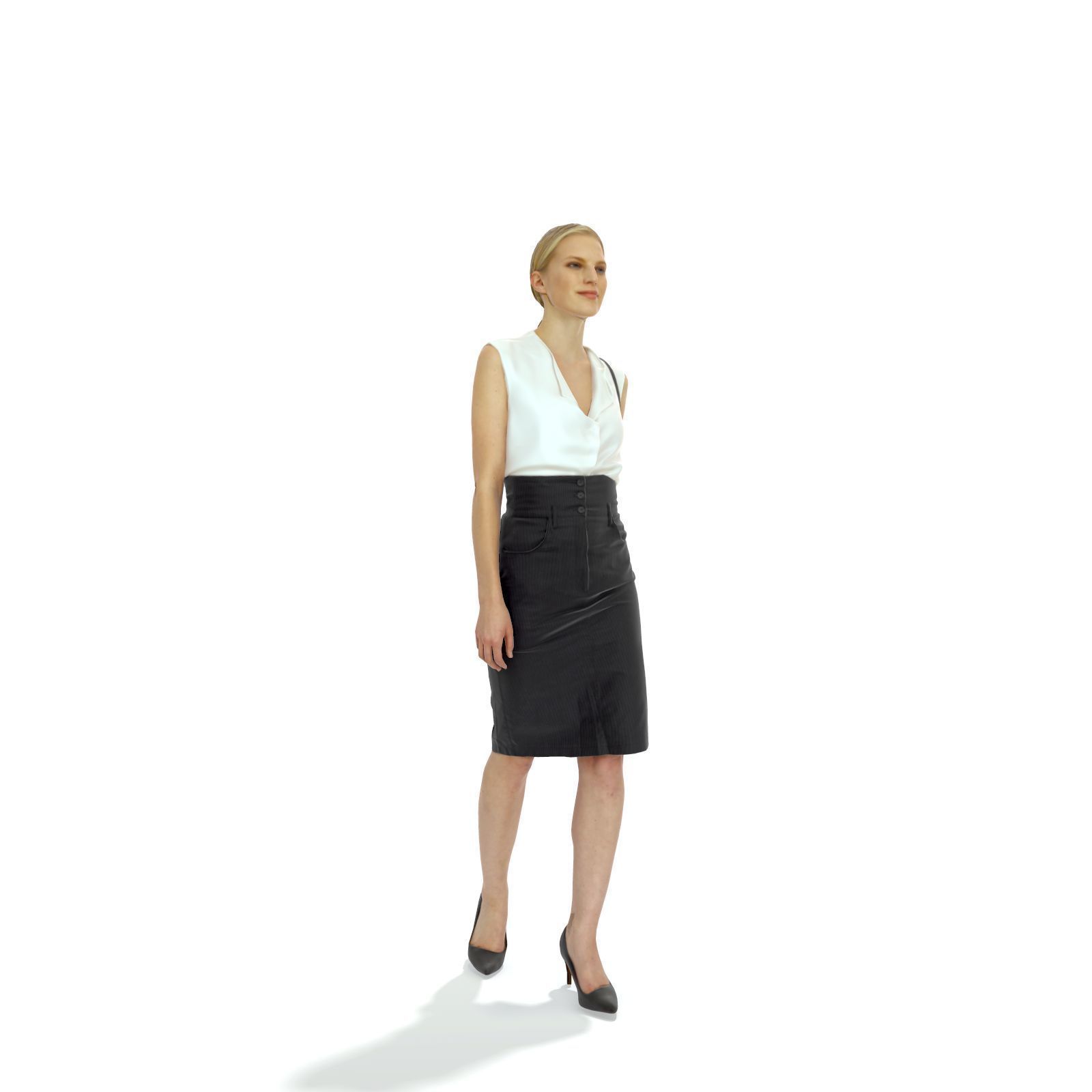 Blonde Business Woman with Long Skirt BWom0314-HD2-O06P01-S
