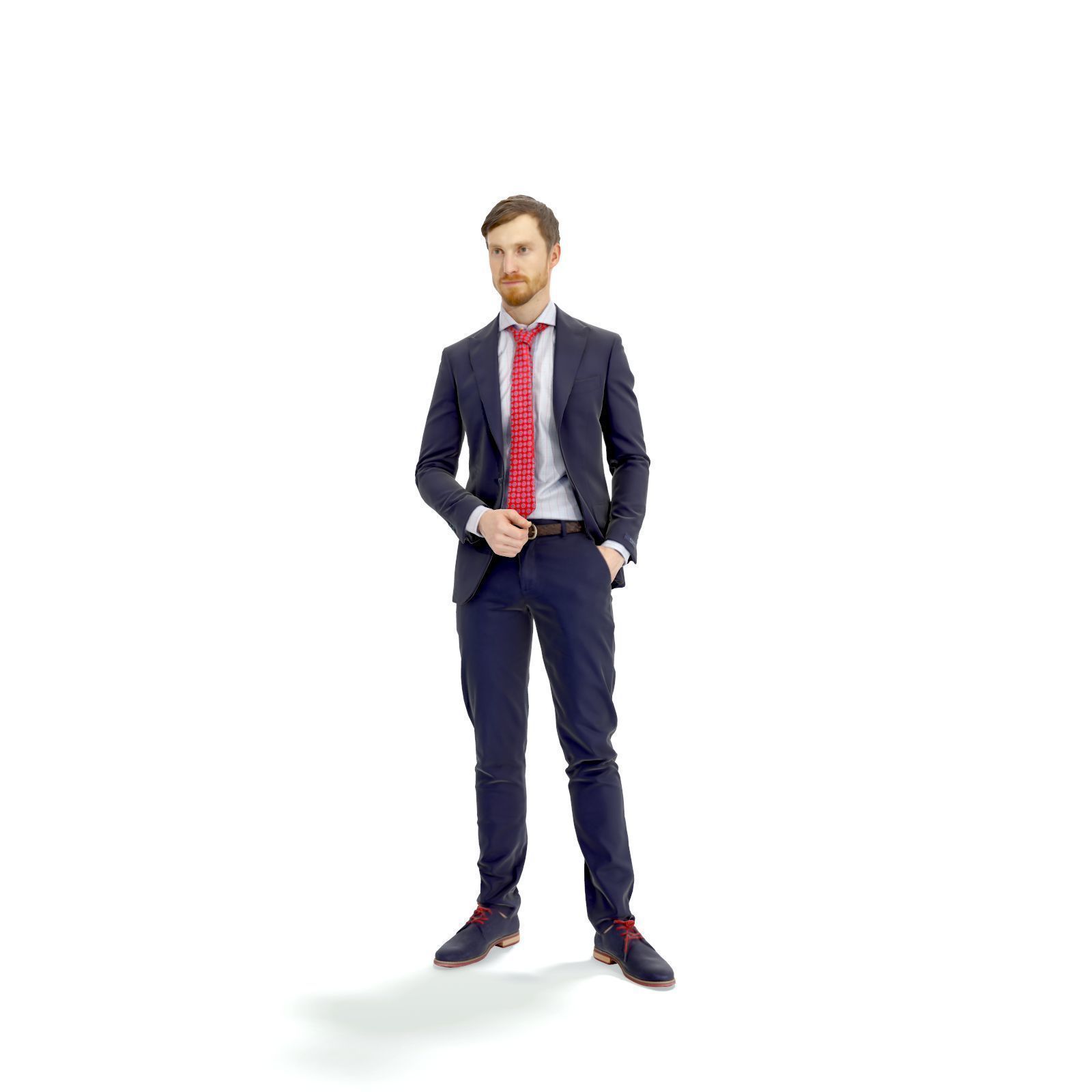Standing Elegant Man with Red Tie EMan0313-HD2-O02P01-S
