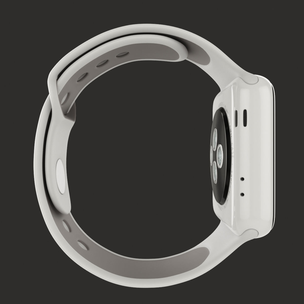 Apple Watch Edition Series 3 42mm with Sport Band Ceramic White 3D model_4